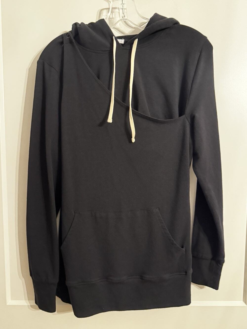 BUN MATERNITY Nursing Hoodie Sz S Black Discreet Winter Cozy Baby Feeding